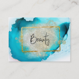 *~* BEAUTY - Glitter Gold Frame  Silver Glow  Business Card