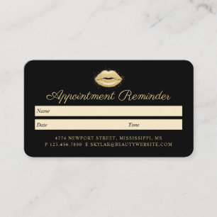 Beauty Gold Dusted Lips Black & Gold Luxurious Appointment Card