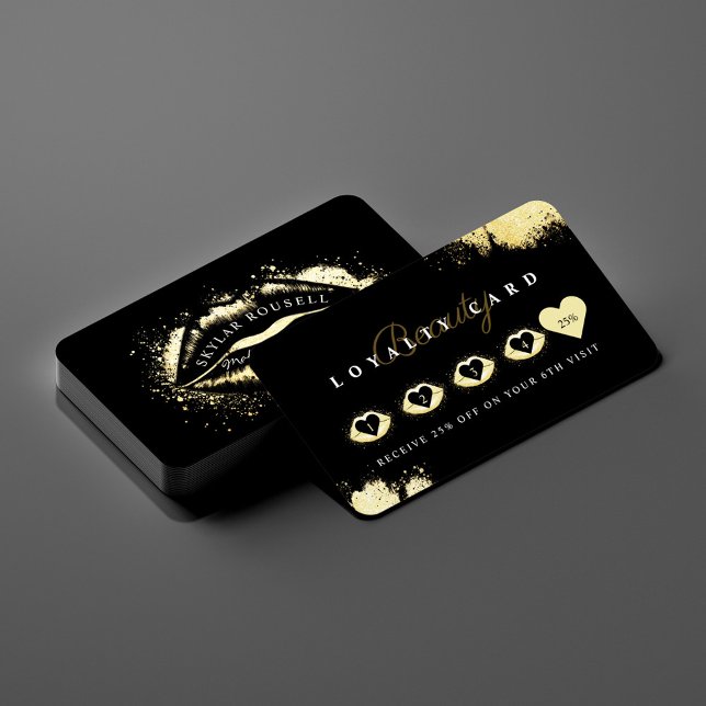 Beauty Gold Dusted Lips Black & Gold Luxurious Loyalty Card (Creator Uploaded)