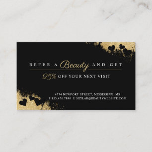 Beauty Gold Dusted Mascara Eye Lashes Luxurious Referral Card