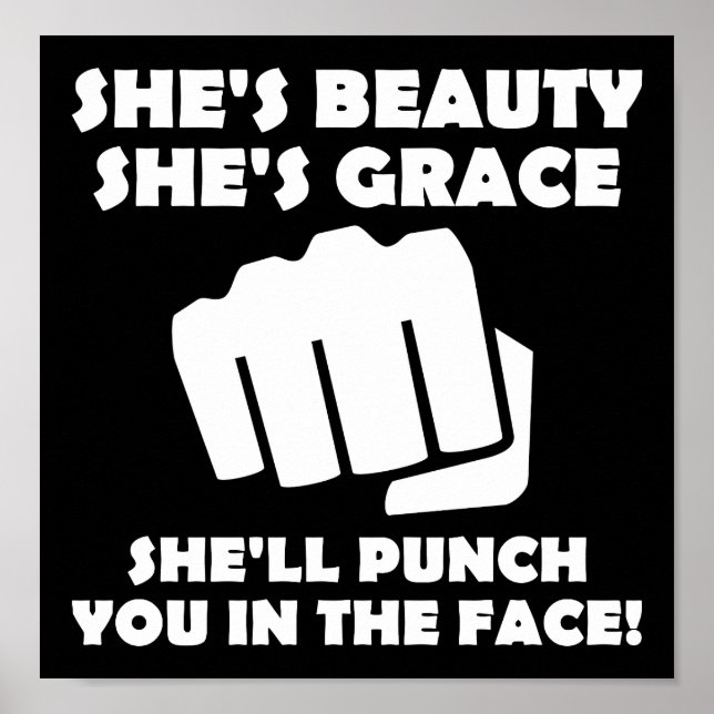 Beauty Grace Punch Funny Poster blk (Front)