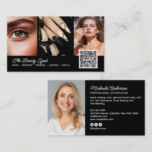Beauty / Hair / Lashes / Nails 4-Photo QR Code Business Card