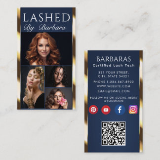 Beauty / Hair / Lashes / Nails 4-Photo QR code Business Card