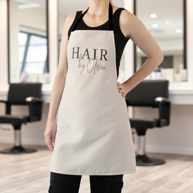 Beauty Hair Salon Neutral Beige Modern Typography  Apron (Creator Uploaded)