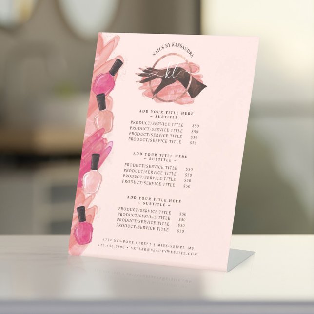 Beauty Hand Nail Polish Glam Nail Manicure Prices Pedestal Sign (Creator Uploaded)