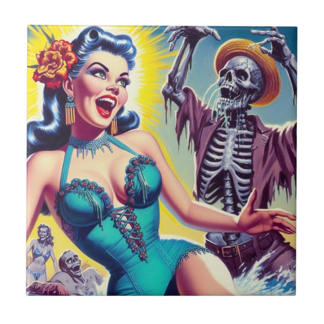 Beauty Horror Girl Ceramic Tile (Front)