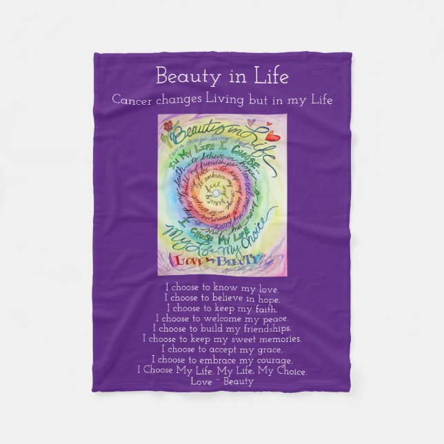 Beauty in Life Cancer Poem Chemo Fleece Blanket (Front)