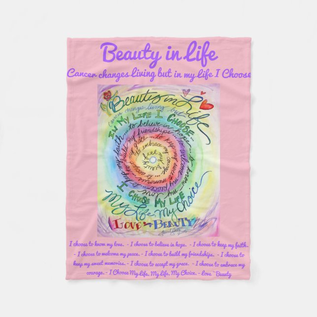 Beauty in Life Cancer Poem Soft Fleece Blankets (Front)