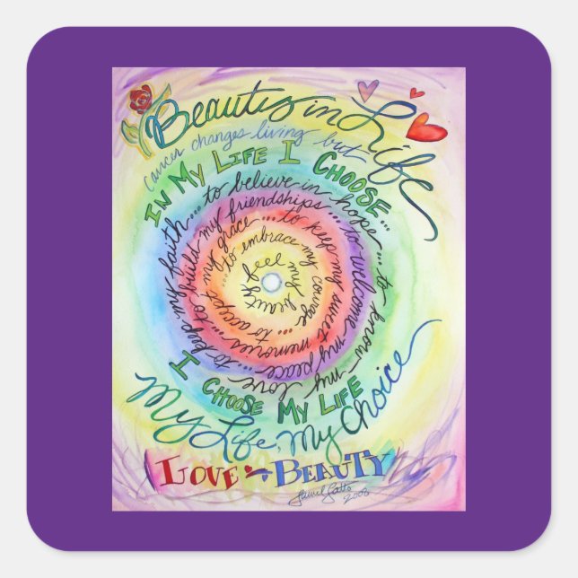 Beauty in Life Rainbow Cancer Poem Sticker Decals (Front)