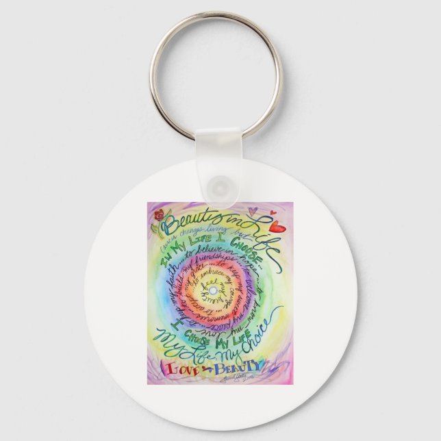 Beauty in Life Rounded Rainbow Key Ring (Front)
