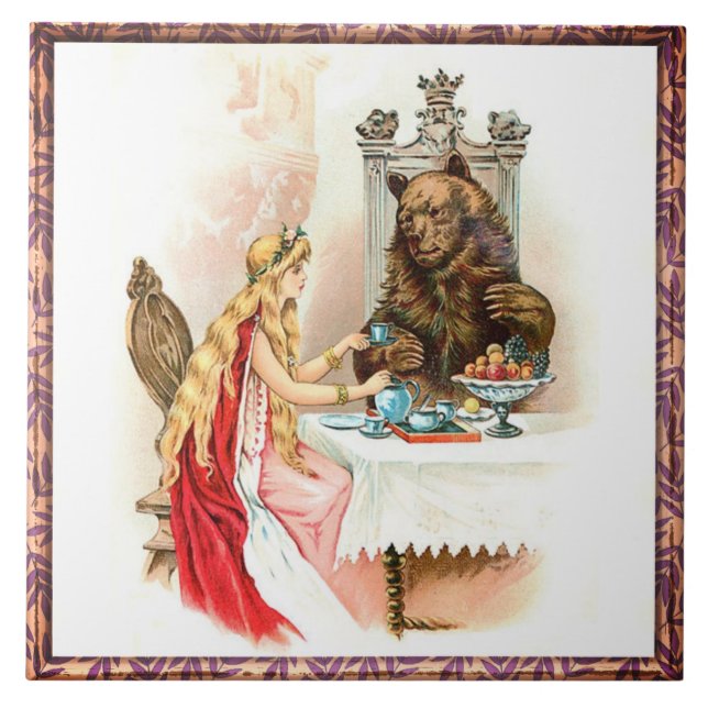 Beauty In Pink And The Beast Ceramic Tile (Front)