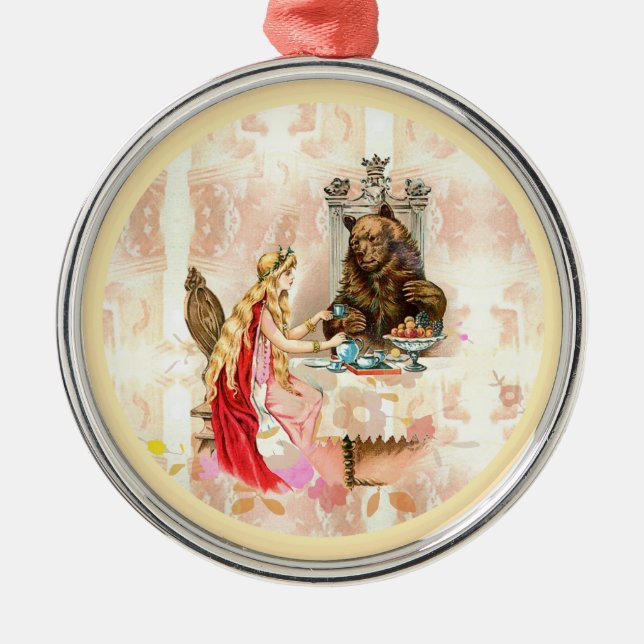Beauty In Pink And The Beast Metal Ornament (Front)