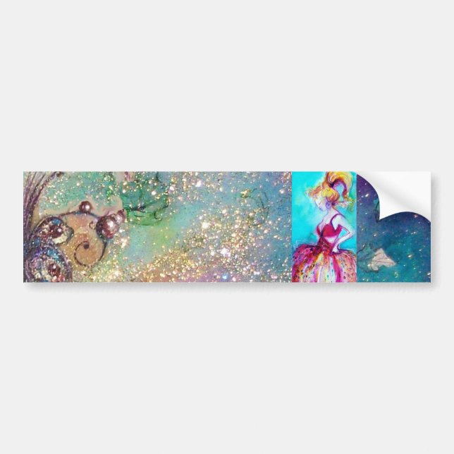 BEAUTY IN PINK DRESS / Magic Butterfly Plant Bumper Sticker (Front)