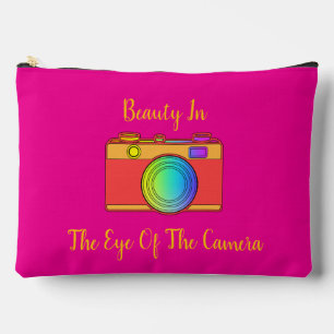 Beauty In The Eye Of The Camera Hot Pink Cosmetic Accessory Pouch