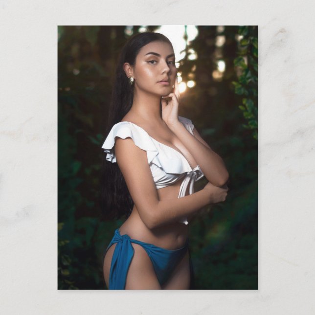 Beauty in the forest Swimsuit Model Photo  Postcard (Front)