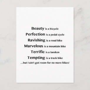 Beauty is a bicycle postcard