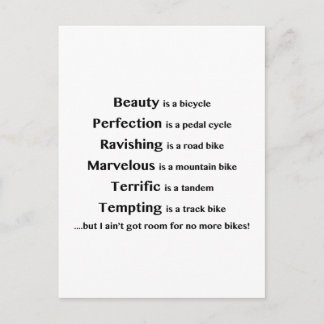 Beauty is a bicycle postcard