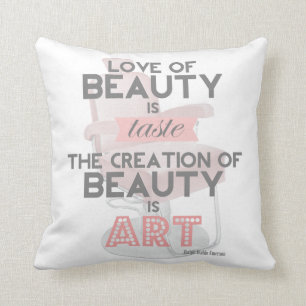 Beauty is Art Vintage Cosmetologist Throw Pillow