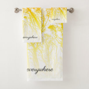 Beauty is everywhere sunset orange silhouette tree bath towel set