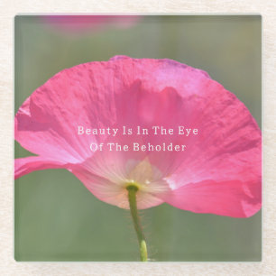 Beauty is Pink Iceland Poppy (photography by me) Glass Coaster