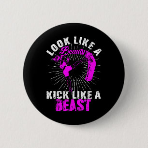 Beauty Kickboxing Beast Kickboxer Girl Fighter Mar 6 Cm Round Badge