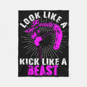 Beauty Kickboxing Beast Kickboxer Girl Fighter Mar Fleece Blanket