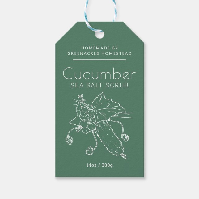 Beauty label Cucumber green white ingredients code (Front)