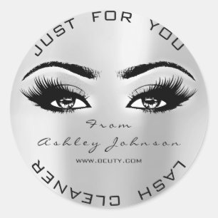 Beauty Lashes Extension Makeup Cleaner Grey Classic Round Sticker