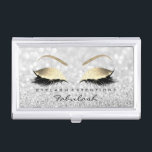 Beauty Lashes Makeup Stylist Rose Gold Grey Glitte Business Card Holder<br><div class="desc">florenceK 
luxury collection for beauty salon</div>