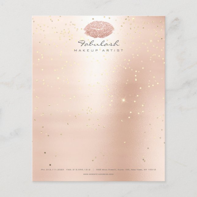 Beauty Lips Kiss Makeup Artist Confetti Rose Blush Flyer (Front)
