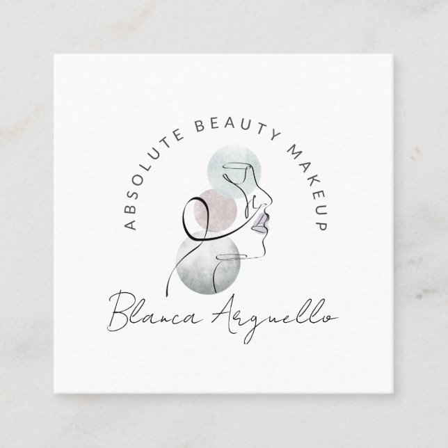 Beauty Logo Makeup Artist Business And Appointment Square Business Card (Front)