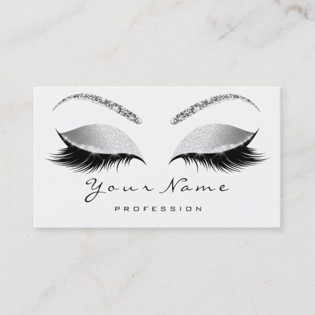 Beauty Loyalty Card 10 Lash WhiteGray Silver Crown (Front)