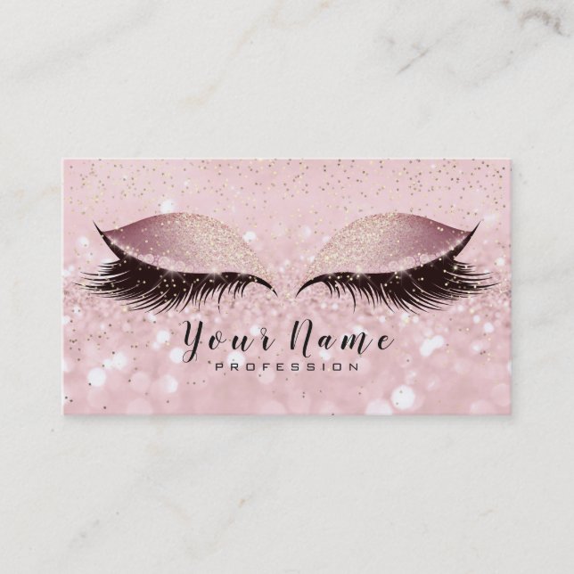 Beauty Loyalty Card 10 Makeup Lashe Rose Gold Pink (Front)
