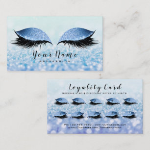 Beauty Loyalty Card 10 Makeup Lashes Blue Glitter1