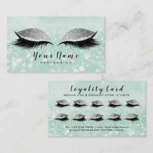 Beauty Loyalty Card 10 Makeup Lashes Mint Glitter