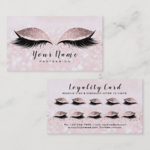 Beauty Loyalty Card 10 Makeup Lashes Pink Glitter