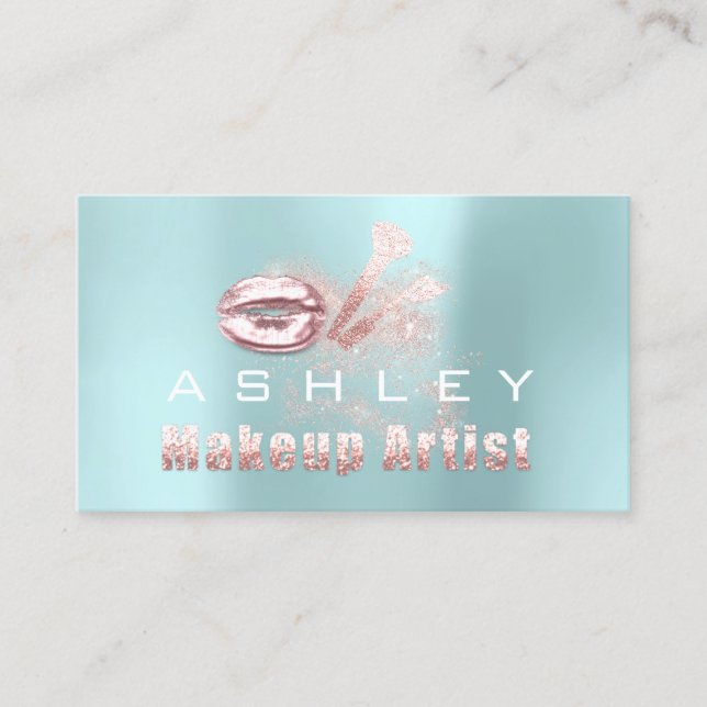 Beauty Makeup Artist Appointment Card Aqua Pink (Front)