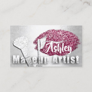 Beauty Makeup Artist Appointment Card Pink Grey 1