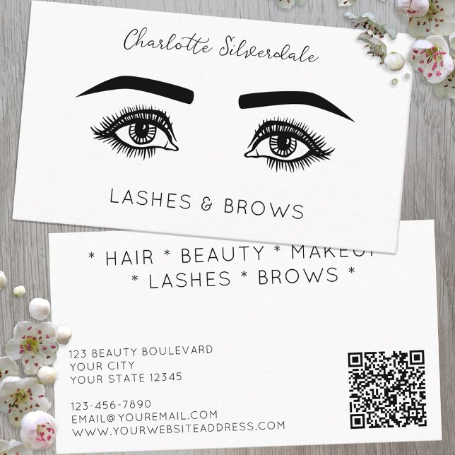 Beauty Makeup Artist Eyelashes QR code Business Card (Creator Uploaded)