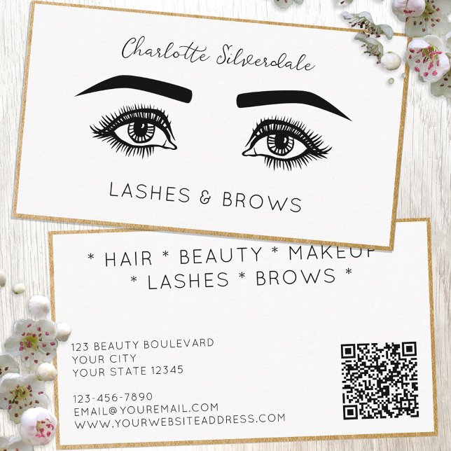 Beauty Makeup Artist Eyelashes QR code Business Card (Creator Uploaded)