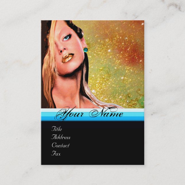 BEAUTY MAKEUP ARTIST monogram blue yellow sapphire Business Card (Front)