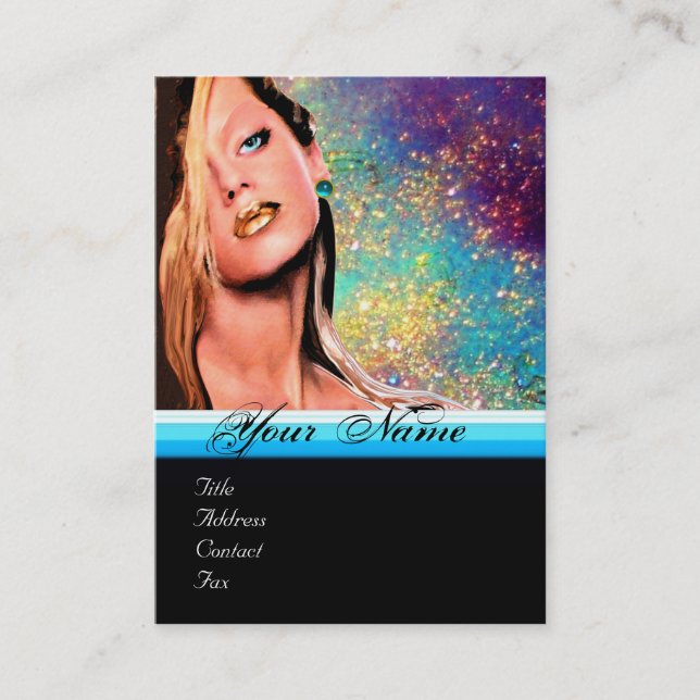 BEAUTY MAKEUP ARTIST monogram pink blue sapphire Business Card (Front)