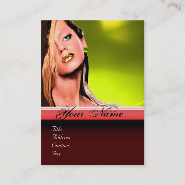 BEAUTY MAKEUP ARTIST monogram red topaz yellow Business Card (Front)