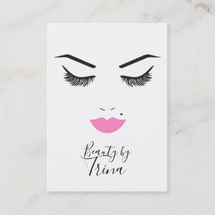 Beauty Makeup Face Lashes & Pink Lips Salon Business Card
