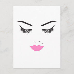 Beauty Makeup Face Lashes & Pink Lips Salon Postcard