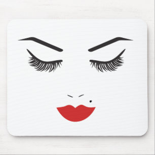 Beauty Makeup Face Lashes & Red Lips Salon Mouse Pad