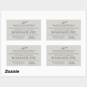 Beauty massage oil grey product ingredient label