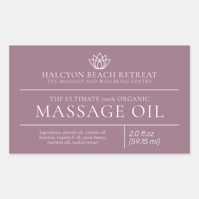 Beauty massage oil pink product ingredient label (Front)