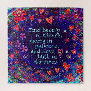 Beauty, Mercy, Faith Pretty Floral Fun Inspirivity Jigsaw Puzzle