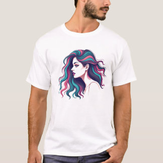 Beauty Model with Long Dyed Hair T-Shirt